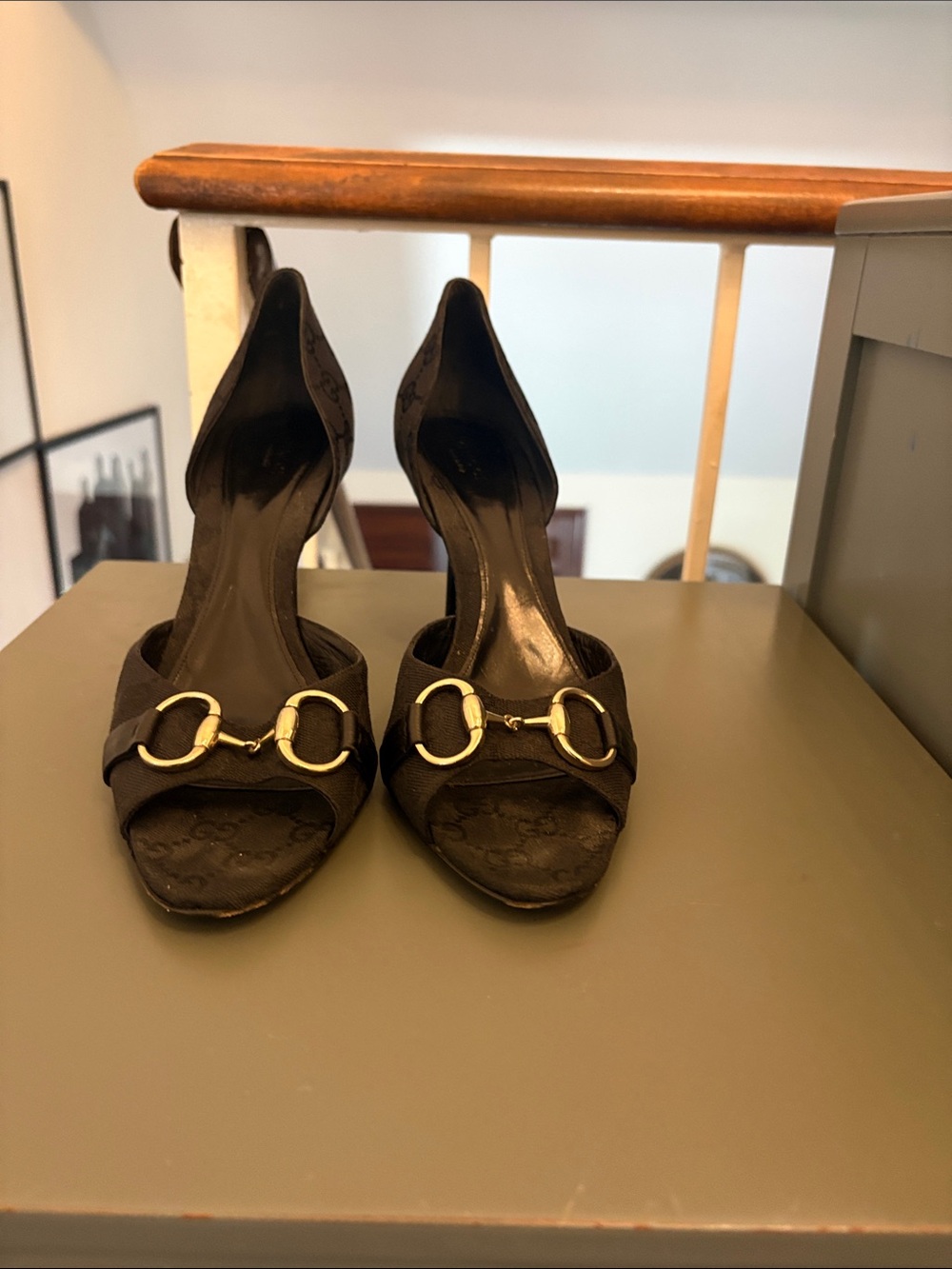 Gucci Black D'Orsay Heels with Gold Horsebit